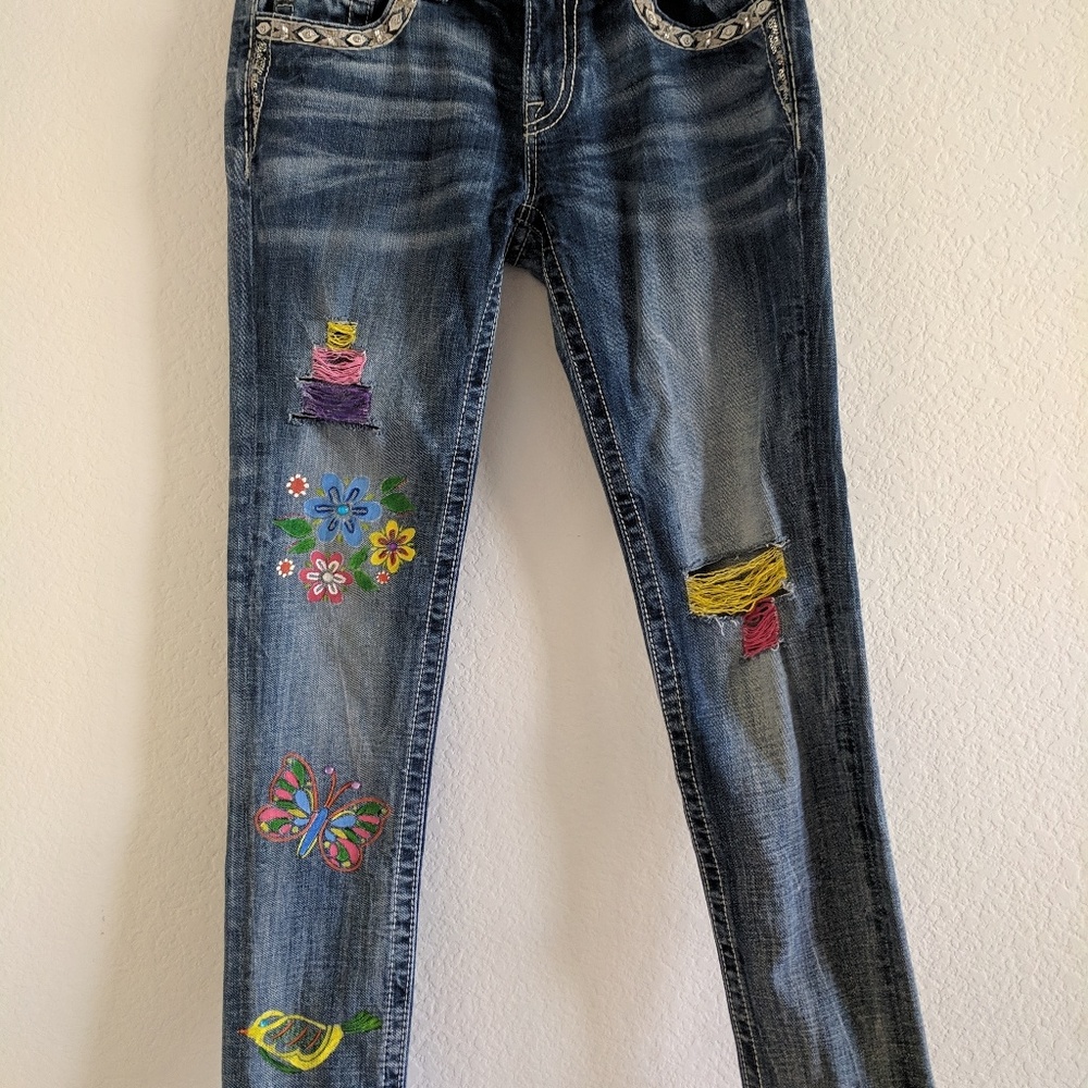 Hand Painted and Distressed Miss Me Jeans